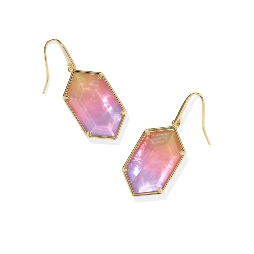 Kendra Scott Hallie Gold Drop Earrings- Sunrise Watercolor Illusion